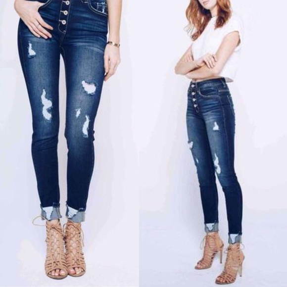kancan distressed skinny jeans